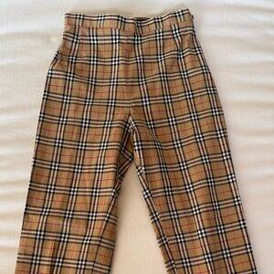 Burberry Tan Plaid Straight Leg Pants